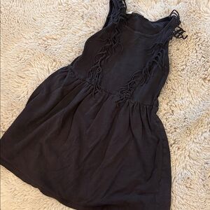 H&M 4-6 Girls Elegant Black Sleeveless Dress Fringe Western Cotton